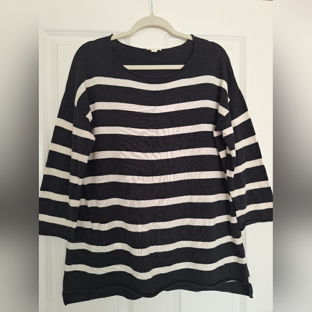 Eileen Fisher striped‎ tunic sweater organic cotton size s/p